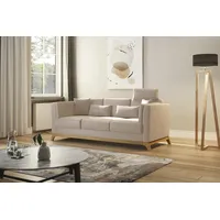 Home Affaire 3-Sitzer HOME AFFAIRE "Viva", beige, B:213cm H:84cm T:93cm, 100% Polyester, Sofas, mit Holzrahmen aus Eiche