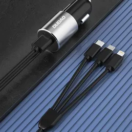 DUDAO R5Pro 3-in-1 USB KFZ-Ladegerät 3,4 A mit integriertem Kabel Schwarz