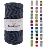 Sznurkomania, Baumwollkordel 3mm 100m, 46 Farben, Häkelkordel, Geflochten Baumwollkordel 3mm, Makramee Kordel, Makramee Garn, Premium Garn, Makramee Seil (Anthrazit)
