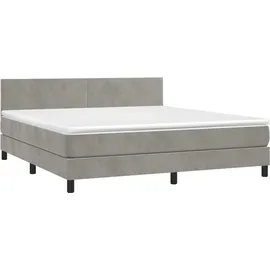 vidaXL Boxspringbett mit Matratze & LED Hellgrau 180x200 cm Samt