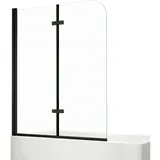 EMKE Emke, - Duschwand, für Badewanne Mattschwarzer Badewannenfaltwand 2-teilig Faltbar, 120x140cm Badewannen-duschwand 6mm Nano-glas