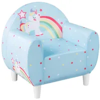 COSTWAY Kindersofa, Kinder Sessel, Spielsofa, Einhorn blau