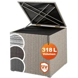 CASARIA Gartenbox Polyrattan 318l Creme mit Innenverkleidung wetterfest