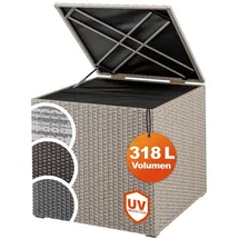 CASARIA Gartenbox Polyrattan 318l Creme mit Innenverkleidung wetterfest