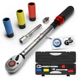 GENTOR Drehmomentschlüssel 1/2 Zoll 40–210 Nm – TÜV & GS geprüft mit Koffer für Auto, Motorrad