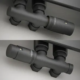 Aquabad® Multiblock Heizkörperthermostat Eckform 50mm Mittelanschluss Anthrazit