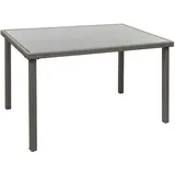 Mendler Poly-Rattan Tisch HWC-G19, Gartentisch Balkontisch, 120x75cm ~ grau