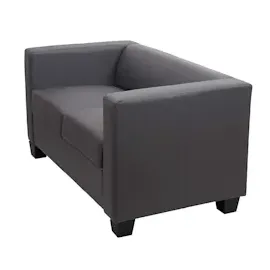 Mendler 2er Sofa Couch Loungesofa Lille ~ Kunstleder, dunkelgrau
