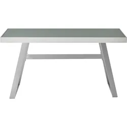 Schreibtisch MCA FURNITURE "Tiflis", weiß (weiß, edelstahloptik gebürstet, weiß), B:140cm H:75cm T:60cm, Tische, mit RGB-LED Beleuchtung inkl. Fernbedienung, Breite 140 cm