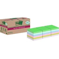 Post-it® Super Sticky Recycling Notes Haftnotizen extrastark farbsortiert 18 Blöcke