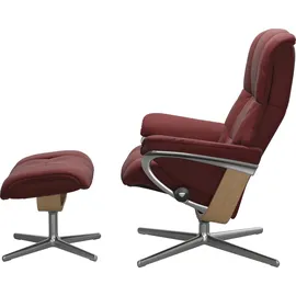 Stressless Relaxsessel STRESSLESS "Mayfair", rot (cherry paloma), B:79cm H:102cm T:73cm, Leder PALOMA: PALOMA ist ein durchgefärbtes Semianilin-Möbelleder mit natürlicher Narbung., Sessel, Relaxsessel, mit Hocker, mit Cross Base, Größe S, M & L, Holzakzent Eiche