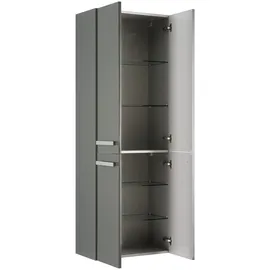 Pelipal Serie 4005 Hochschrank 60 x 168 x 33 cm Steingrau Hochglanz/Quarzgrau Hochglanz Select Glas, Holz, MDF, Spanplatte