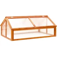 YEZIYIYFOB Gewächshaus Braun 114x80x50 cm Tannenholz GewäChshaus Klein Frostschutz Pflanzen Winterschutz FrostwäChter GewäChshaus Winterfest GeräTehaus Tomatenhaus Offene Unterseite Klappdeckel