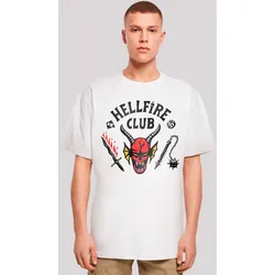 T-Shirt F4NT4STIC "Stranger Things Hellfire Club", Herren, Gr. XL, weiß, Obermaterial: 100% Baumwolle, casual, oversize, Rundhals, Kurzarm ohne Bündchen, Shirts, Premium Qualität