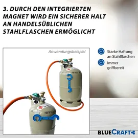 Bluecraft 3x Premium BBQ- GAS Flasche 8 kg gefüllt inkl. Gasreglerlöser + 17er Schlüssel