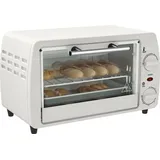 Homcom Mini Backofen 10 L 750W 100-230°C 60 Min. Timer mit Backblech, Grillrost und Herausnehmbarer Bodenschale, Pizza-Ofen Cremeweiß
