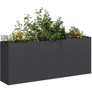 vidaXL Pflanzkübel Schwarz 200x40x80 cm Kaltgewalzter Stahl