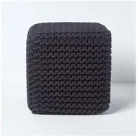 Homescapes Sitzwürfel Baumwolle 35 x 35 x 35 cm Schwarz
