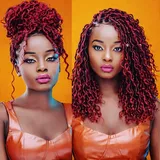 Faux Locs Curly Boho Braid Hair - Haarverlängerungen zum Flechten mit Crochet im Echthaar-Look Kanekalon - 500 g 120 Strähnen auf 5 Stück + 3 Zubehör inklusive (T-BUG, 18" 45cm)