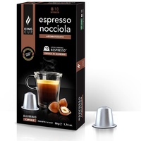 King Cup - 1 Packung mit 10 Kaffe Espresso mit Haselnuss Kapseln, 10 Kapseln 100% Kompatibel mit dem Nespresso-System von Haselnusskaffee Getränk, Glutenfrei und Laktosefrei