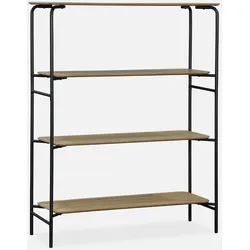 Regal mit Holzdekor und Struktur aus schwarzem Metall, 4 Ablagen - Scuola