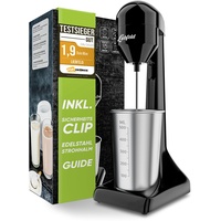 Liebfeld Protein Shaker Elektrisch - Stabmixer mit 500ml Edelstahl Becher - Proteinshake & Milch Shake, Fitness, Eiweiß, Frappe Mixer, Smoothie Maker