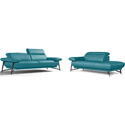 Egoitaliano Polstergarnitur »Anais, Design mit hohem Sitzkomfort für mehr Bequemlichkeit«, Set: bestehend aus Sofa und Ottomane, inkl. Kopfteilverstellung Egoitaliano türkis