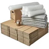 Umzugskomplettpaket 3 bis 4 Zimmer-Wohnung 100 m2 (75 x Umzugskarton 2 x Klebeband 6 x Möbeldecke 6 x Luftpolsterfolie) Set BB-Verpackungen