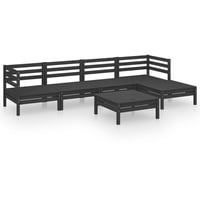 vidaXL 6-tlg Garten-Lounge-Set Massivholz Kiefer Schwarz