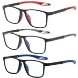 JazRvr Lesebrille 2,5, 3 Pack Lesebrille für Herren Sportlicher Stil Blaulichtblockierende 3er-Set in Blau, Grau und Orange, Hochwertige Lesebrillen für Klare Sicht, für Täglichen Gebrauch - 16.4 x 3.2 x 2 cm