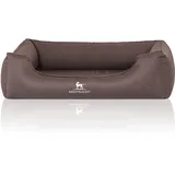 Knuffelwuff Hundebett Leon Orthopädisch Wasserabweisend Velours XL 105 x 75cm Graubraun