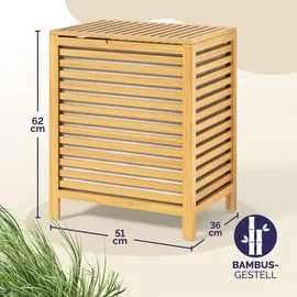CASARIA CASARIA® Wäschekorb mit Deckel Bambus 70L Wäschesammler Wäschesack Herausnehmbar Baumwolle 62x51x36cm Schmal Wäschebox Wäschetonne Badzimmer