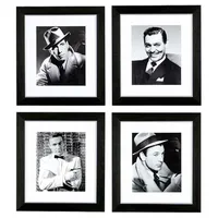 Casa Padrino Bilder Set 4 Gentlemen Dunkelbraun / Silber 43 x H. 48 cm - Luxus Wanddekoration