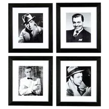 Casa Padrino Bilder Set 4 Gentlemen Dunkelbraun / Silber 43 x H. 48 cm - Luxus Wanddekoration