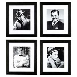 Casa Padrino Bilder Set 4 Gentlemen Dunkelbraun / Silber 43 x H. 48 cm - Luxus Wanddekoration