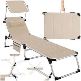 Tectake Sonnenliege 220 x 60,5 x 34 cm Beige