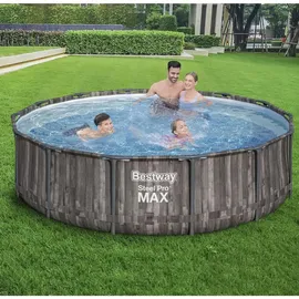 BESTWAY Steel Pro Max Frame Pool Set 366 x 100 cm holzoptik inkl. Filterpumpe