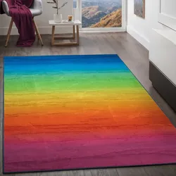 Kurzflorteppich TaraCarpet Rainbow moderner Teppich in Regenbogenfarben Stripes multi 160x230 cm