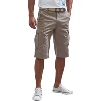 John Devin Cargobermudas JOHN DEVIN "aus elastischer Baumwollmischung", Herren, Gr. 33, N-Gr, braun, Web, Obermaterial: 76% Baumwolle, 21% Nylon, 3% Elasthan, unifarben, bequem kniebedeckend, Hosen, mit Seitentaschen, 3/4 Shorts, Topseller