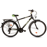 T&Y Trade 28 Zoll Herren City Trekking Fahrrad Trekkingfahrrad Herrenrad CITYFAHRRAD Herrenfahrrad Rad Bike 18 Gang Beleuchtung STVO Federgabel Gabelfederung GOETZE Result Schwarz GRÜN