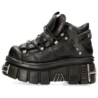 New Rock M.106-S112, Schwarz, Plateau und Verzierungen Metallic Urban Black Shoes - 44 - 44 EU