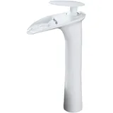 Wasserhahn Bad Wasserfall 1-Loch-Einhebelmischer Aufsatzwaschbecken G1/2 Badezimmer Armatur,Weiss