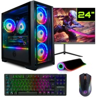 GameMachines Trinity Komplett Set - Gaming PC - AMD Ryzen 7 5700X - GeForce RTX 4060 Ti - 1TB SSD - 32GB DDR4 - WiFi - Tastatur - Maus - Mauspad - 24 Zoll 165Hz Monitor - Win 11