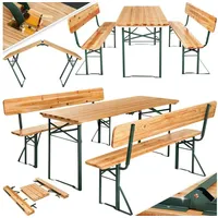 tectake Bierzeltgarnitur Festzeltgarnitur 3-tlg. mit Lehne, (Set., 3-tlg), Klappbare Bierzeltgarnitur – leicht zu verstauen & transportieren braun 176,00 cm x 76,00 cm x 69,00 cm