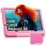 Kinder Tablet 10 Zoll Android 13, 10 GB RAM + 128GB ROM, Tablet für Kinder Kindersicherung, Lernsoftware, Dual-Kamera HD/IPS, Kid Tablet WiFi Bluetooth Netflix YouTube, Tablet Kinder mit Hüllen,Rosa