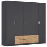 Rauch Drehtürenschrank »Kleiderschrank Schrank Garderobe Wäscheschrank GAMMA in 3 Breiten«, mit 6 Schubladen, in schlichtem Design TOPSELLER MADE IN GERMANY, grau