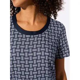 Casual Looks Webkleid Etuikleid Bedruckt Marine/Weiß 40