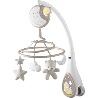 Chicco Next2Dreams Babybett Mobile mit Licht und Musik - 3 in 1 Baby Mobile Kompatibel mit Next2Me Babybett, mit Soundeffekten, Nachtlichtprojektor und Klassischer Musik - 0+ Monate, Beige