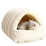 Winterhöhle – Abnehmbares Und Waschbares Kissen, Geschlossenes Katzenbett Für Den Winter – Warmes Nest, Schlafbett, Welpenhaus, Kleine Hundehöhle Für Den Innenbereich, Wohnzimmer, Garten, Hof