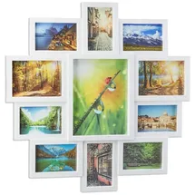 Relaxdays Bilderrahmen Collage, 11 Fotos, Weiß,Transparent